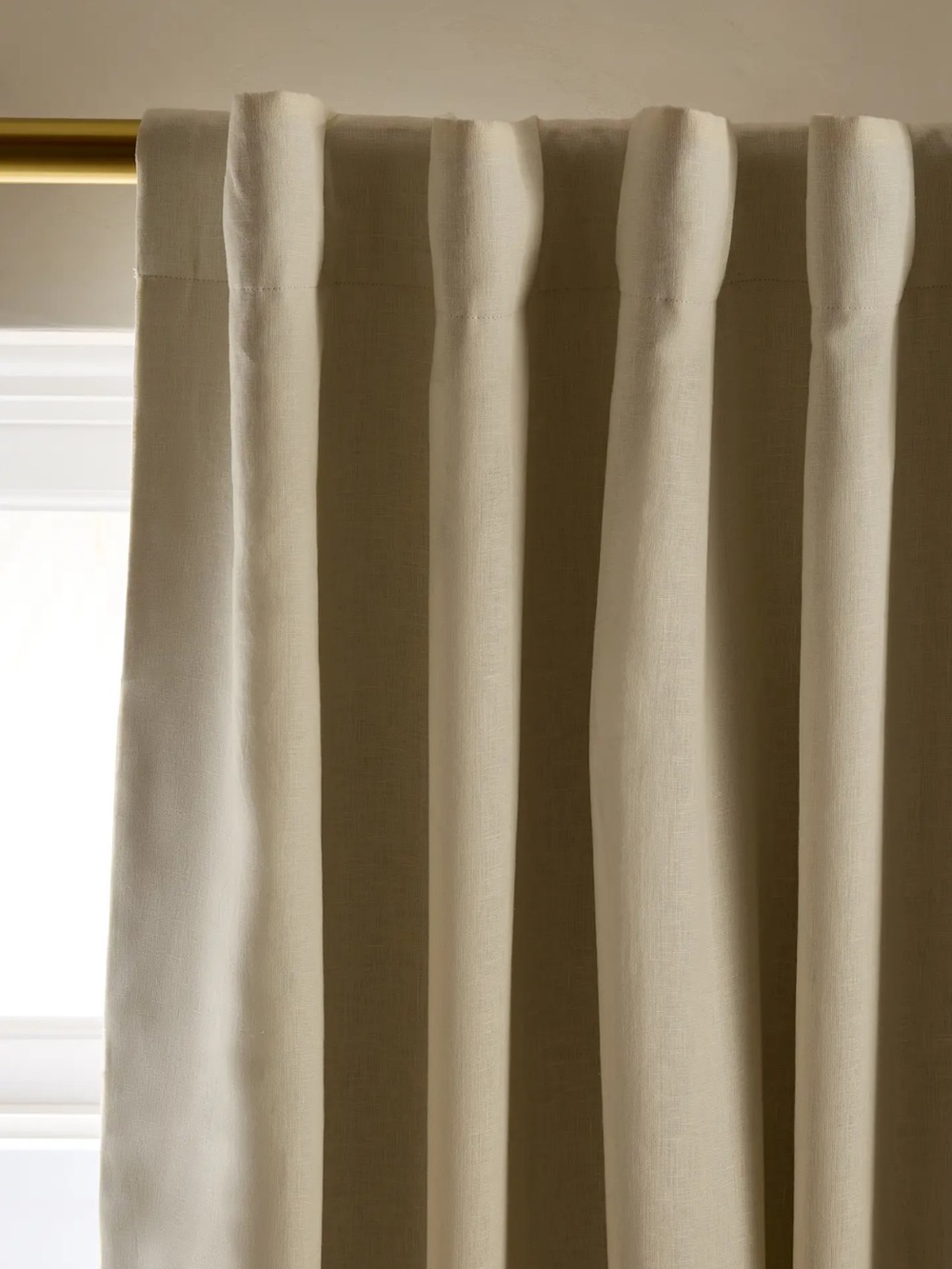 Quince European Linen True Blackout Single Curtain Panel Ivory 48”x108”